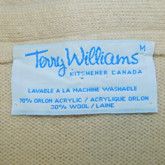 VTG 60s 70s Terry Williams Canada Mens M Tan Wool Blend button Cardigan Sweater - Picture 4 of 10